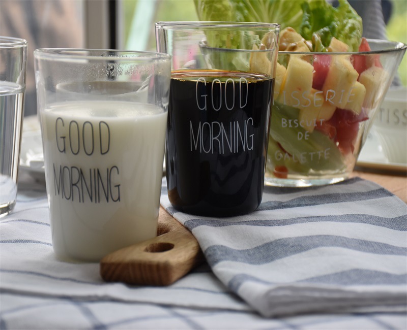 zakka燈工玻璃杯Good morning早餐杯北歐風格牛奶杯廠傢直銷批發・進口・工廠・代買・代購