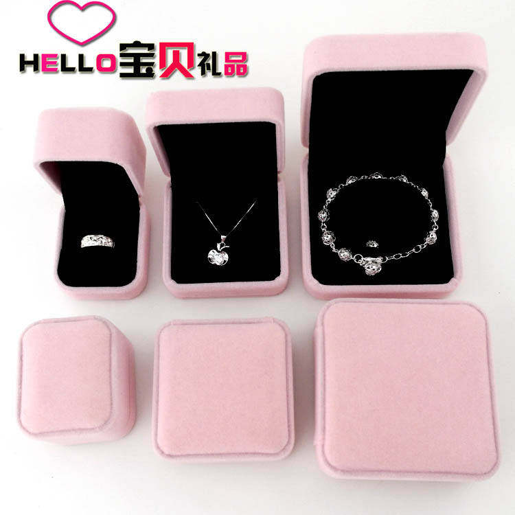 粉色絨麵戒指盒子高檔圓角項鏈盒手鐲盒特價手鏈飾品盒耳釘耳環盒工廠,批發,進口,代購