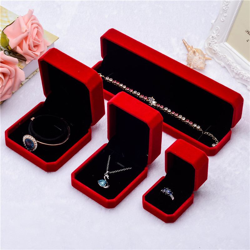 高檔珠寶韓國項鏈盒 大紅戒指絨佈盒 批 發植絨手鏈盒工廠,批發,進口,代購