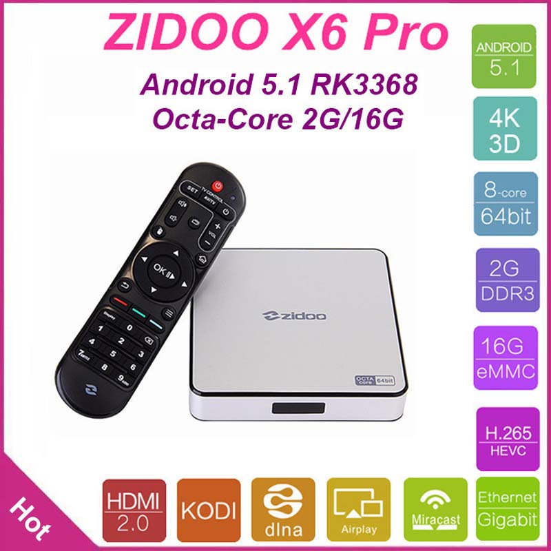 zidoo x6 pro  外貿熱賣八核RK3368 2G/16G 高清網絡機頂盒工廠,批發,進口,代購