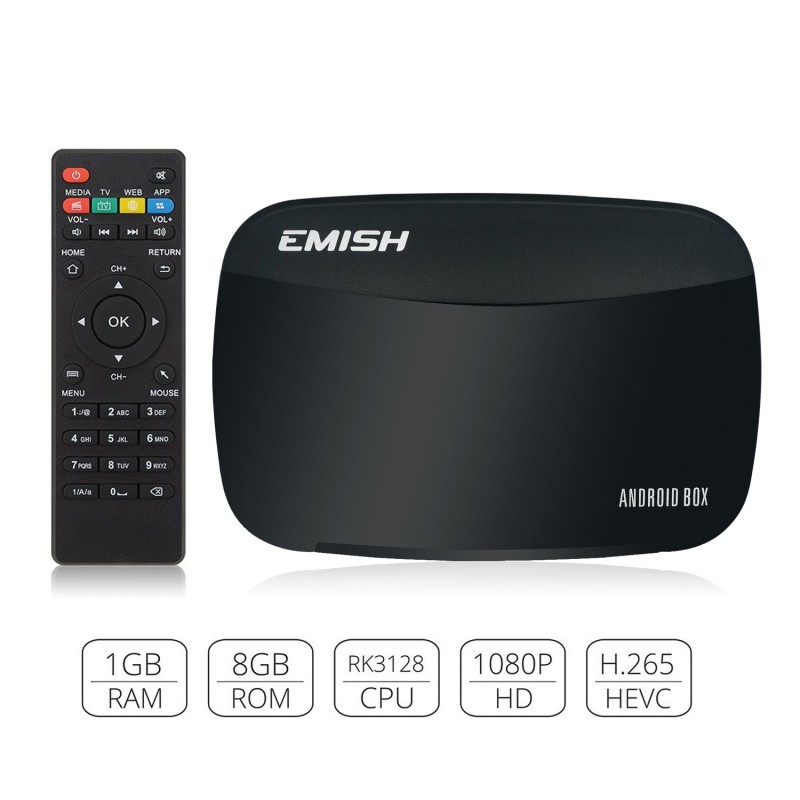 EMISH四核安卓tv box 無線WIFI播放器  外貿盒子RK3128 黑色工廠,批發,進口,代購