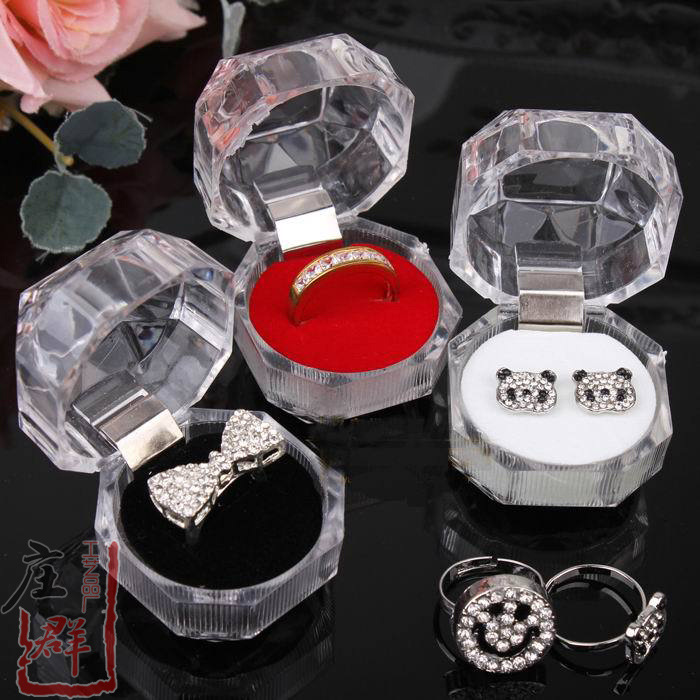 批發供應小八角透明戒指盒 塑料戒指盒 耳釘盒 紅黑白工廠,批發,進口,代購