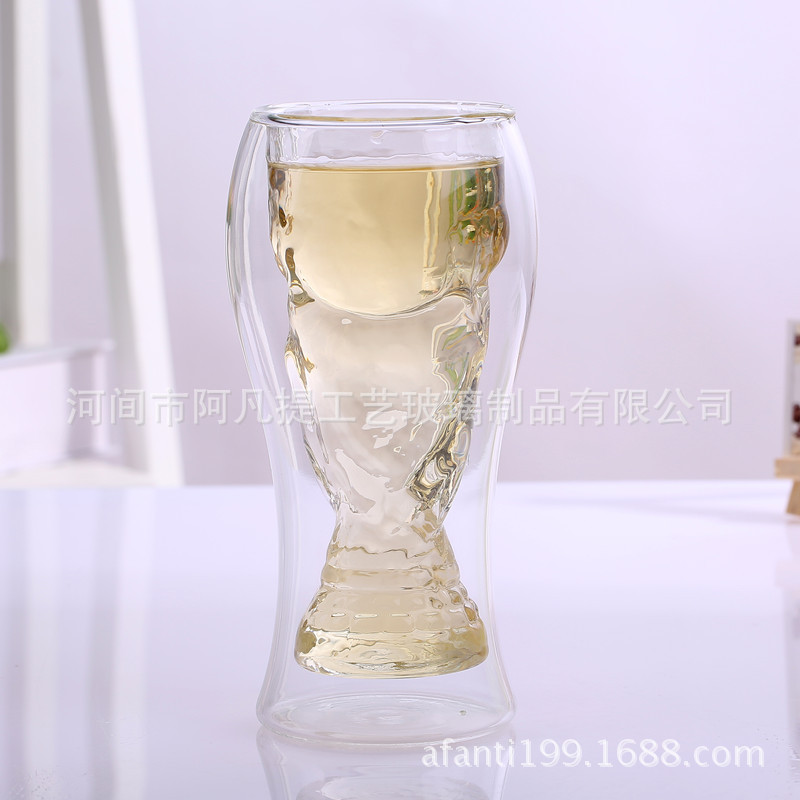 定製世界杯雙層玻璃大力神杯 大力神啤酒杯 創意啤酒杯批發工廠,批發,進口,代購