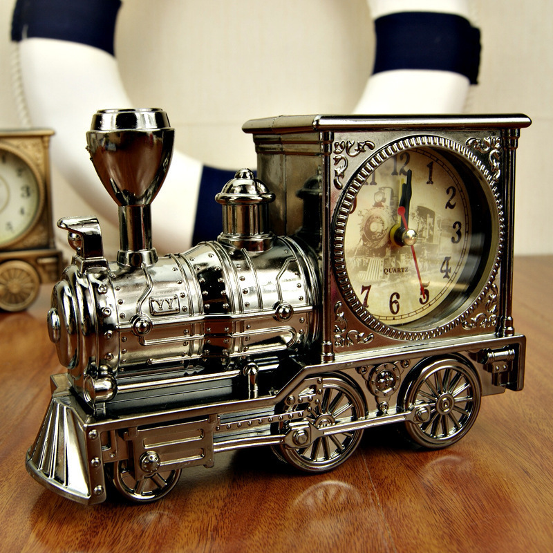 T 仿古火車頭鬧鐘 創意塑料高檔英倫經典復古機車外形禮品學生鐘工廠,批發,進口,代購