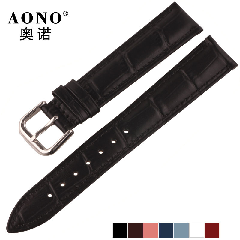 AONO奧諾竹節紋真皮表帶牛皮帶  黑棕色手錶皮帶男女表鏈工廠,批發,進口,代購