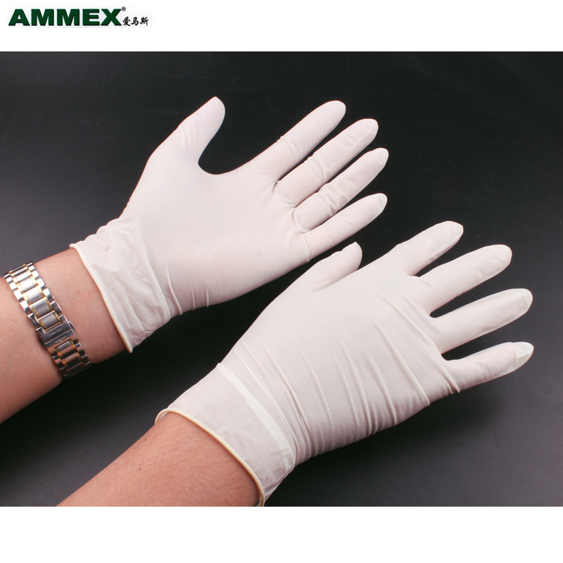 愛馬斯AMMEX一次性手套橡膠乳膠醫用防滑食品實驗室無粉手術傢務批發・進口・工廠・代買・代購
