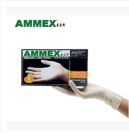 愛馬斯 Ammex 愛馬斯一次性乳膠手套（無粉、全麻) TLFC44100工廠,批發,進口,代購