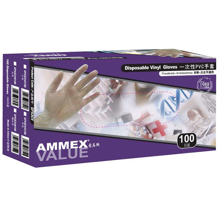 AMMEX愛馬斯一次性PVC手套/艾邁柯思/240mm有粉PVC手套批發・進口・工廠・代買・代購