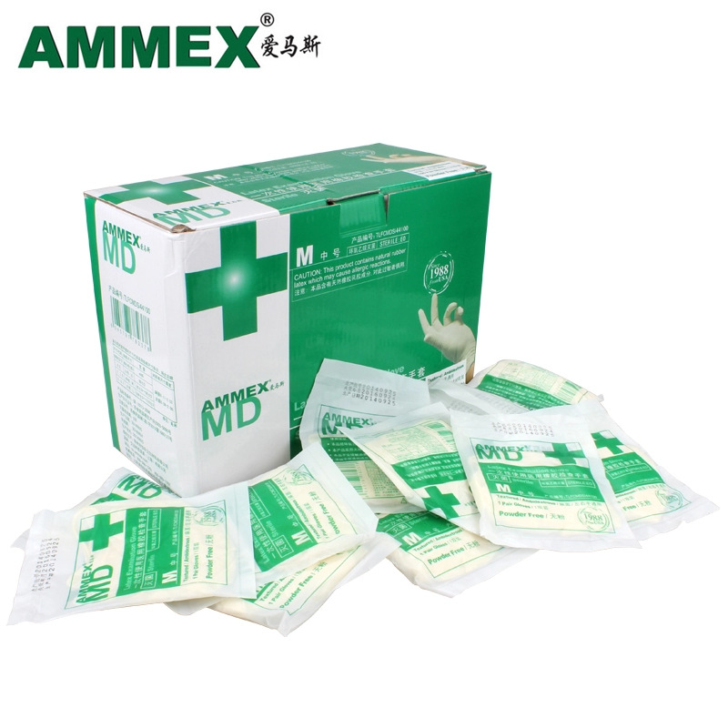 AMMEX愛馬斯一次性手套獨立裝手術橡膠乳膠傢用無粉滅菌實驗批發・進口・工廠・代買・代購