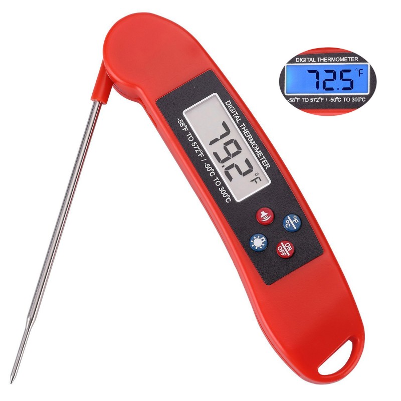 專利新款紅色折疊式語音溫度計、食品溫度計、探針語音燒烤溫度計批發・進口・工廠・代買・代購