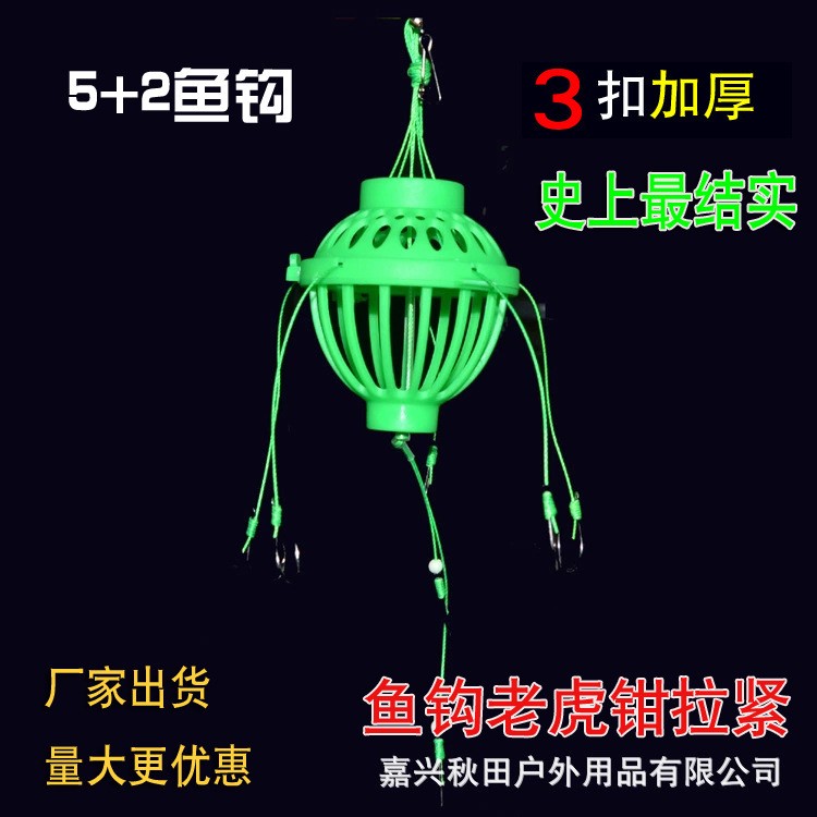 果綠色3扣加強加厚水雷水怪爆炸鉤5+2進口碳鋼熊魚爪鰱魚鉤工廠,批發,進口,代購