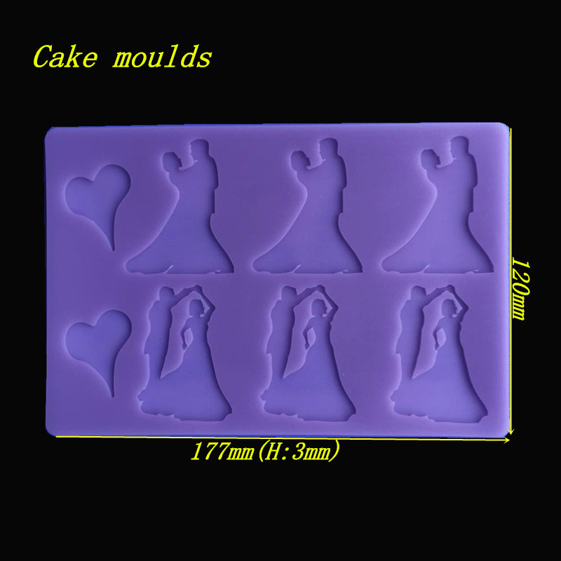 廠傢熱銷 矽膠翻糖模可愛型雙人舞生日蛋糕巧克力裝飾插件 K457工廠,批發,進口,代購