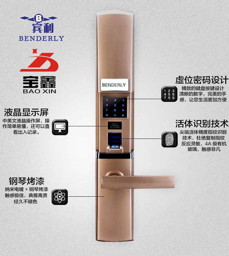 賓利 B1-03 防盜門指紋 密碼鎖 財務室 政府機要室指紋鎖 打卡工廠,批發,進口,代購