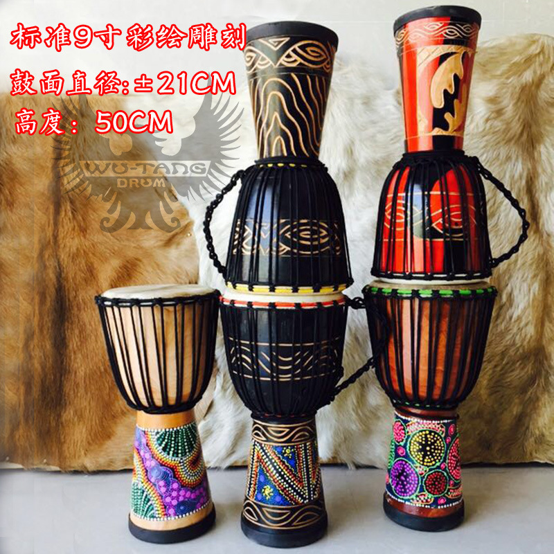 伍唐手鼓wu-tang drum廠傢直銷非洲鼓彩繪雕刻標準9寸麗江熱銷工廠,批發,進口,代購