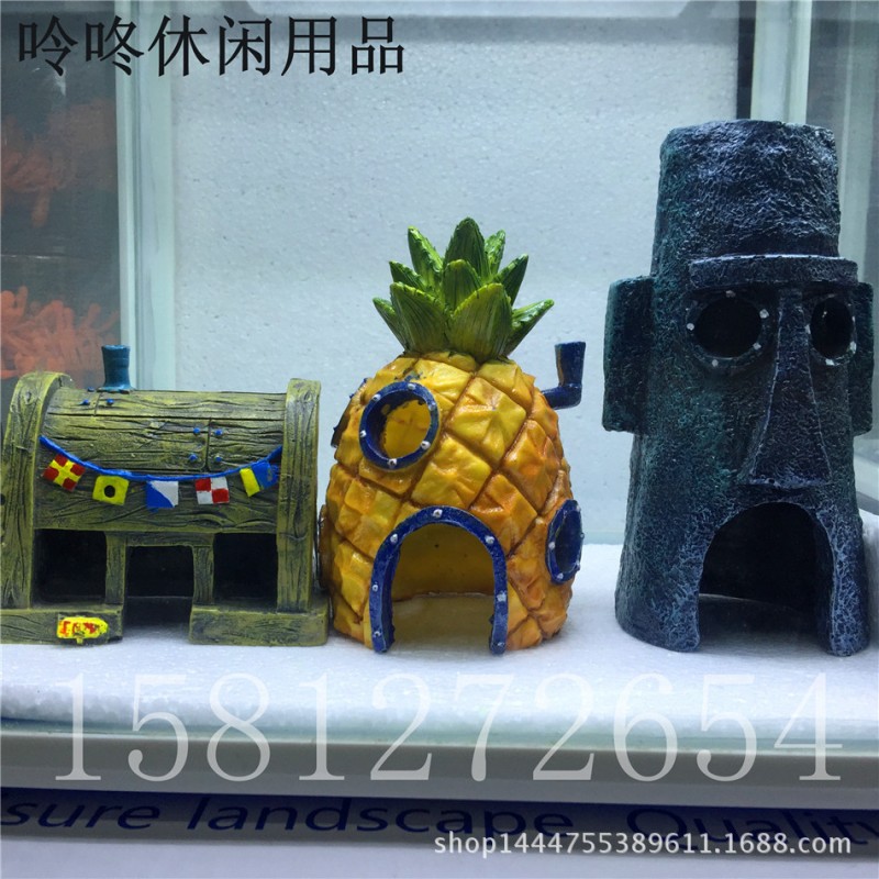 海綿寶寶系列 仿真樹脂工藝品 卡通動漫 魚缸造景 水族箱擺件熱銷工廠,批發,進口,代購