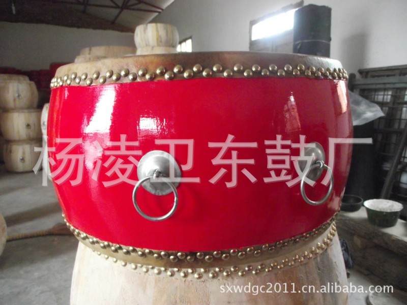 陜西鑼鼓樂器廠，崴風鑼鼓1.2米，大紅色，寺廟鼓，廠傢直銷批發・進口・工廠・代買・代購