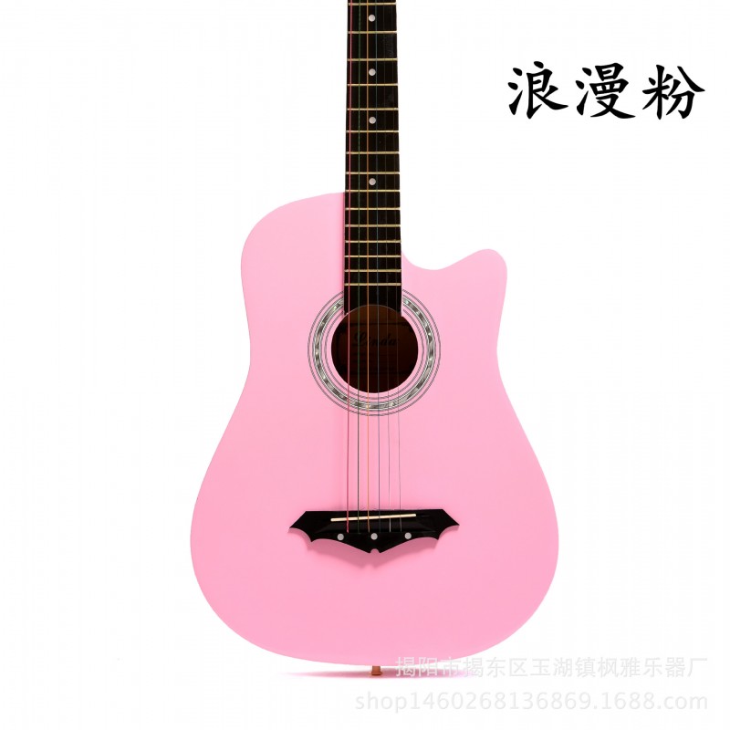 正品粉紅色linda38寸民謠吉他初學者新手學生練習木吉他廠傢直銷批發・進口・工廠・代買・代購