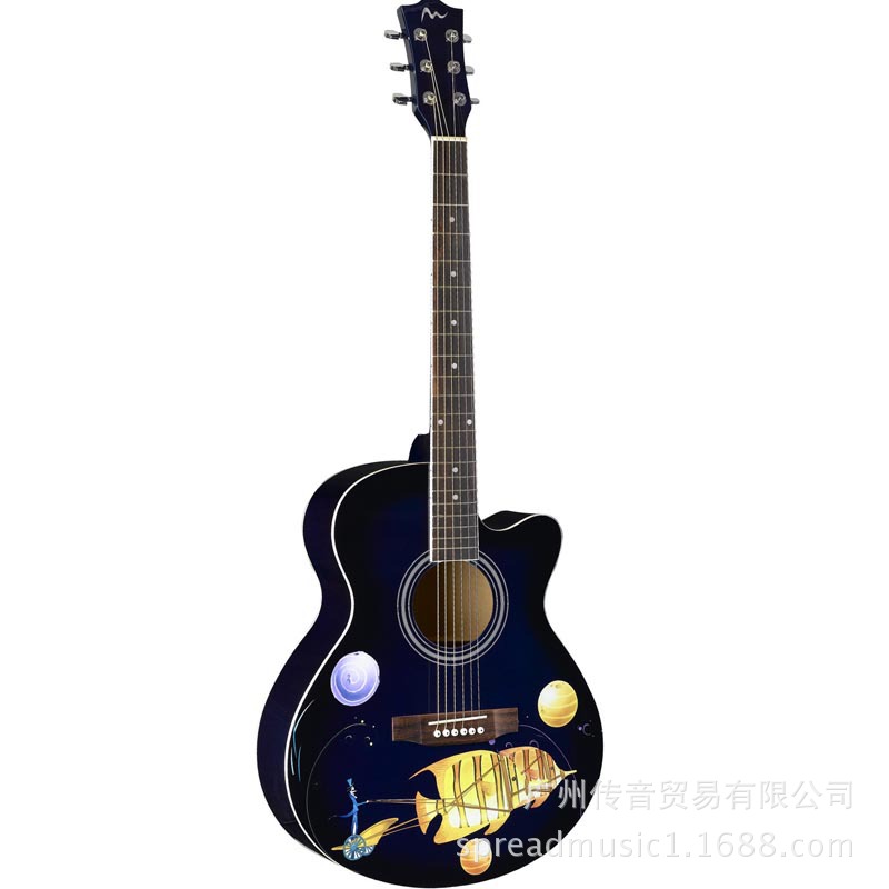 傳音牌吉他 40寸缺角 麵板印魔術師的幻想 印圖民謠吉他 W-01CP4批發・進口・工廠・代買・代購