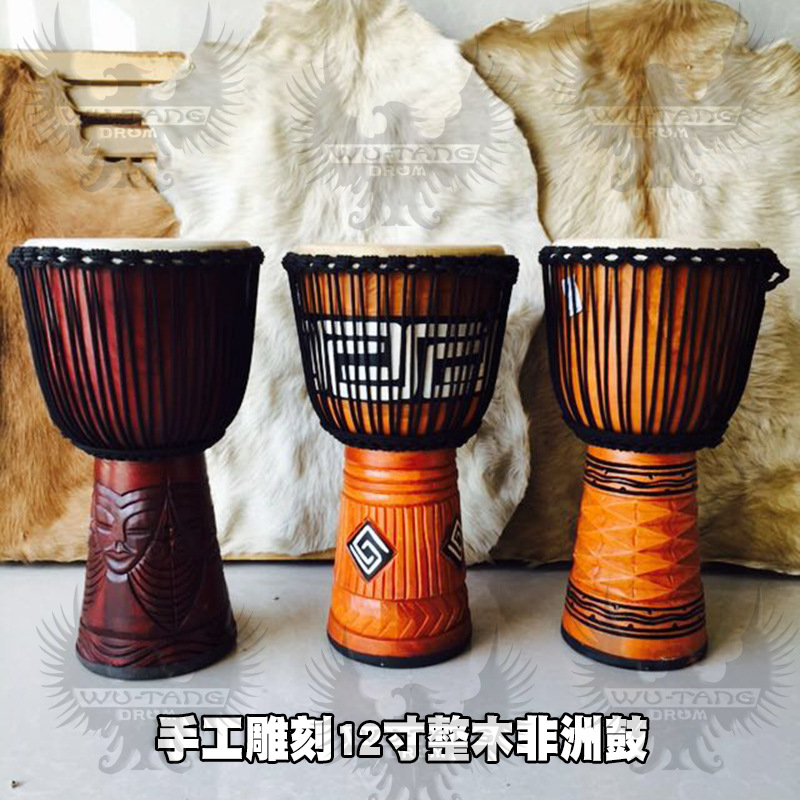 伍唐手鼓wu-tang drum廠傢直銷非洲鼓雕刻12寸整木鼓腔麗江熱銷批發・進口・工廠・代買・代購