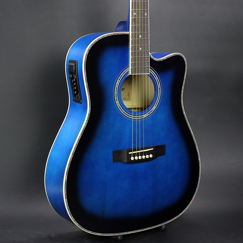 41寸民謠吉他電箱帶EQ椴木吉它 中檔吉他 guitar 化藍色 廠傢直銷批發・進口・工廠・代買・代購
