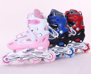 新款單閃輪滑鞋 旱冰鞋兒童可調直排滑冰鞋 溜冰鞋廠傢批發輪滑工廠,批發,進口,代購