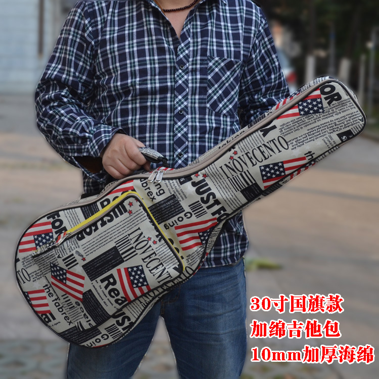 批發30寸國旗款民謠吉他包吉他裡裡包30寸加厚木吉他包雙背10mm厚工廠,批發,進口,代購