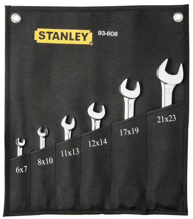 STANLEY/史丹利 6件套公製精拋光雙開口扳手 93-608-22 扳手組套工廠,批發,進口,代購