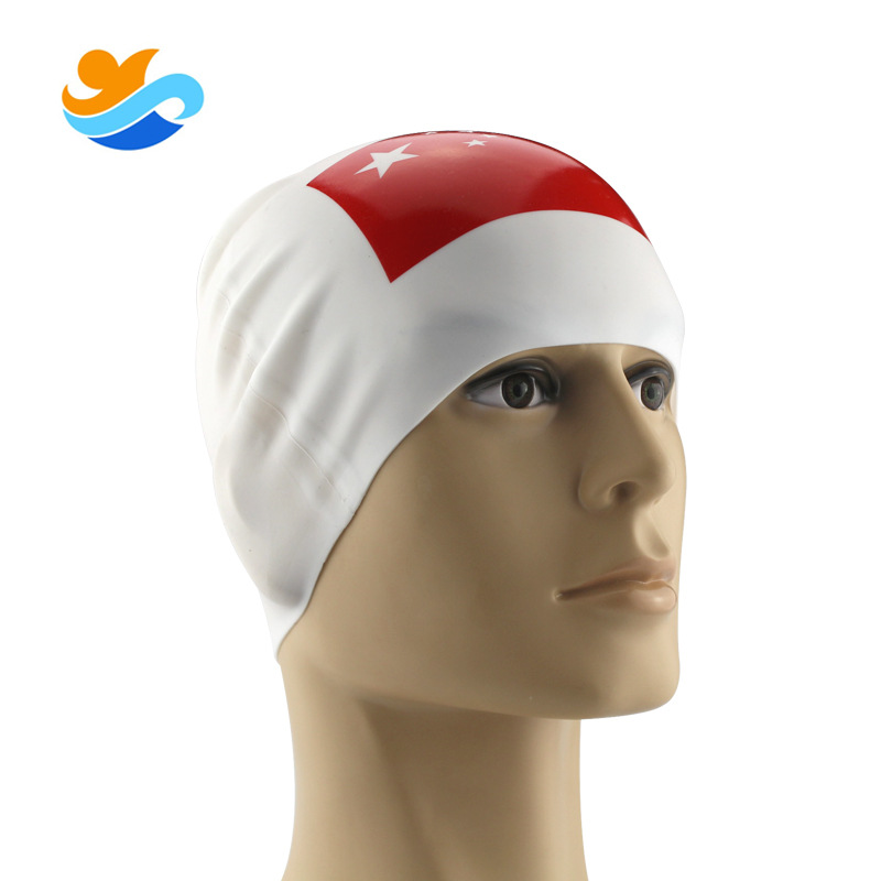 矽膠遊泳帽印刷泳帽成人國旗泳帽防水防滑高彈泳帽廠傢批發工廠,批發,進口,代購