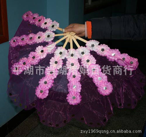 舞蹈扇 2012年新款花扇 水晶紗 70朵花扇 百花爭艷工廠,批發,進口,代購