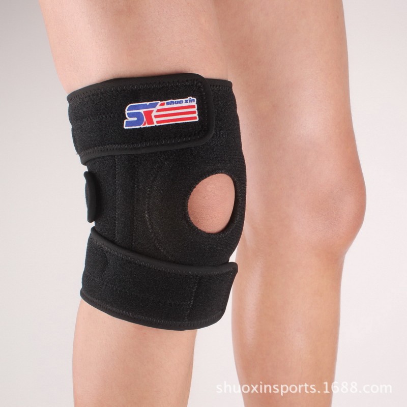 碩鑫可調式織帶矽膠版2彈簧運動護膝SX619 黑色 一隻裝工廠,批發,進口,代購