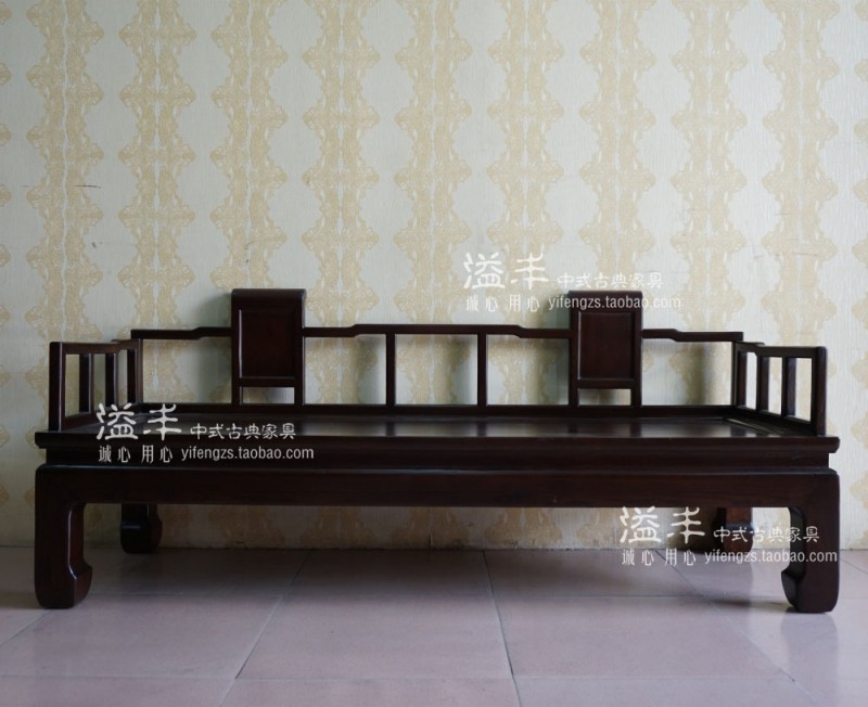 新中式仿古傢具素麵實木沙發黑胡桃木色雙人椅子現代老榆木羅漢床批發・進口・工廠・代買・代購