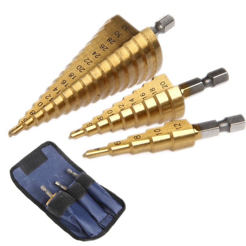 現貨3pc Step Drill 階梯鉆，寶塔鉆，臺階鉆，大三件套公製4241工廠,批發,進口,代購