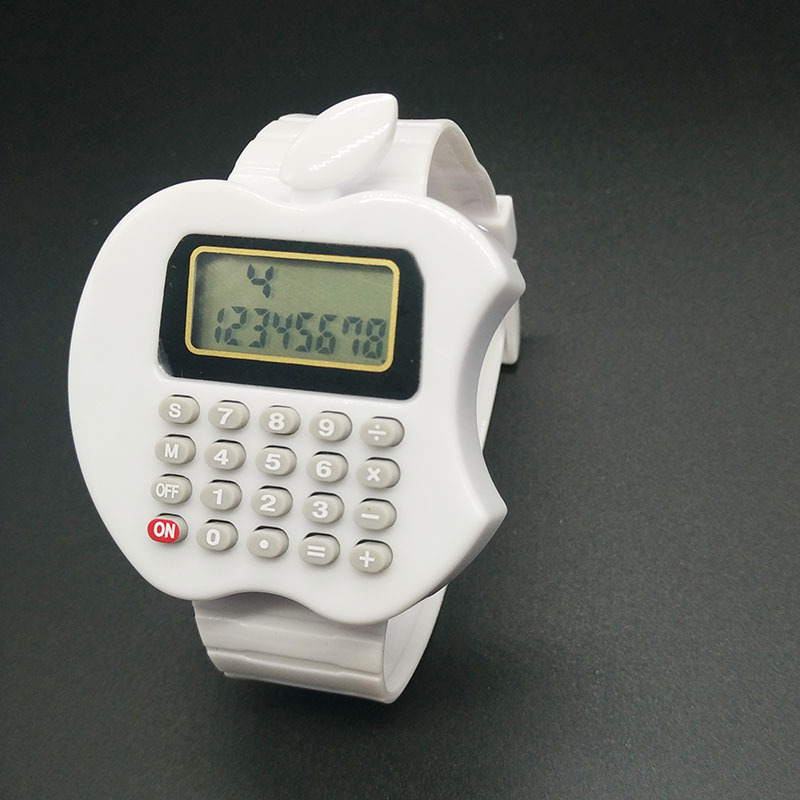 蘋果造型帶計算機器軟皮彩色塑料電子兒童手錶工廠,批發,進口,代購