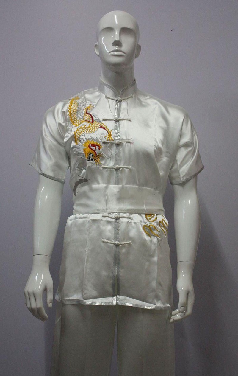 少林武術服裝太極服裝比賽服裝刺繡白色龍新款南拳長拳工廠,批發,進口,代購
