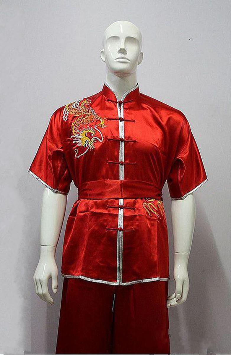 少林武術服裝太極服裝比賽服裝刺繡紅色龍新款南拳長拳工廠,批發,進口,代購