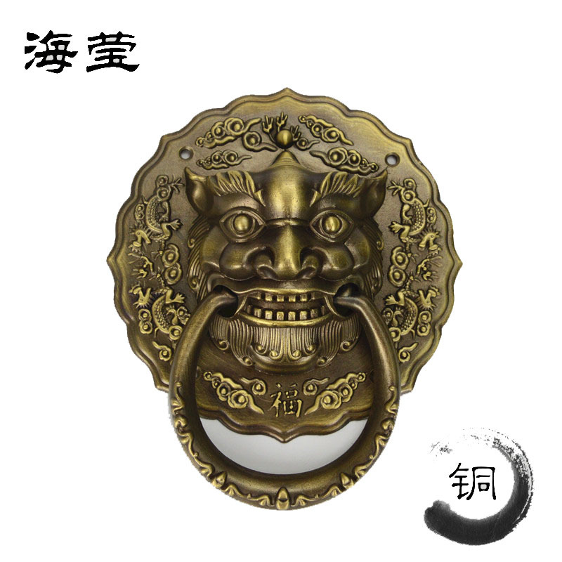 獅子頭拉手精雕細琢 純銅中式仿古獸頭大門門環拉手工廠,批發,進口,代購
