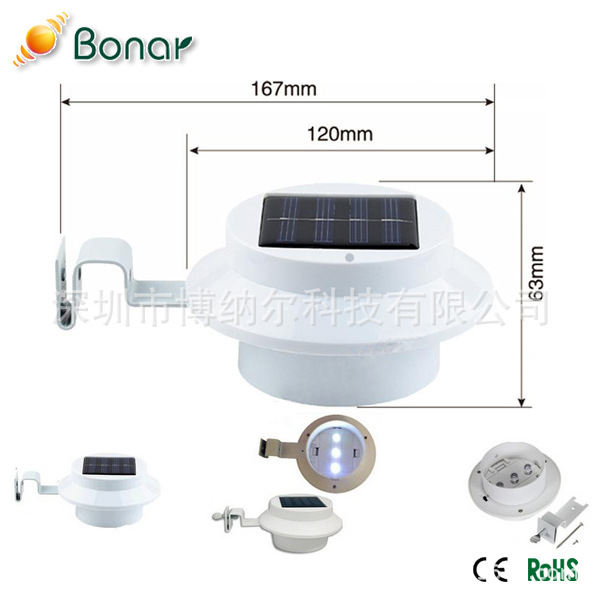 廠傢直銷3led壁燈太陽能圍墻燈籬笆草坪花園太陽能燈爆款價格實惠工廠,批發,進口,代購