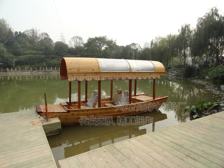 專業生產2-4人座木船觀光l船 中式仿古木船 公園景點電動遊船工廠,批發,進口,代購