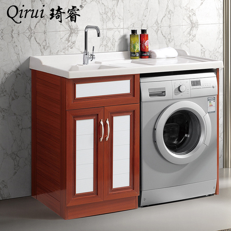 QR-A66櫸木色多功能組合洗衣櫃 石英石盆 pvc浴櫃 雙開橡木浴櫃工廠,批發,進口,代購