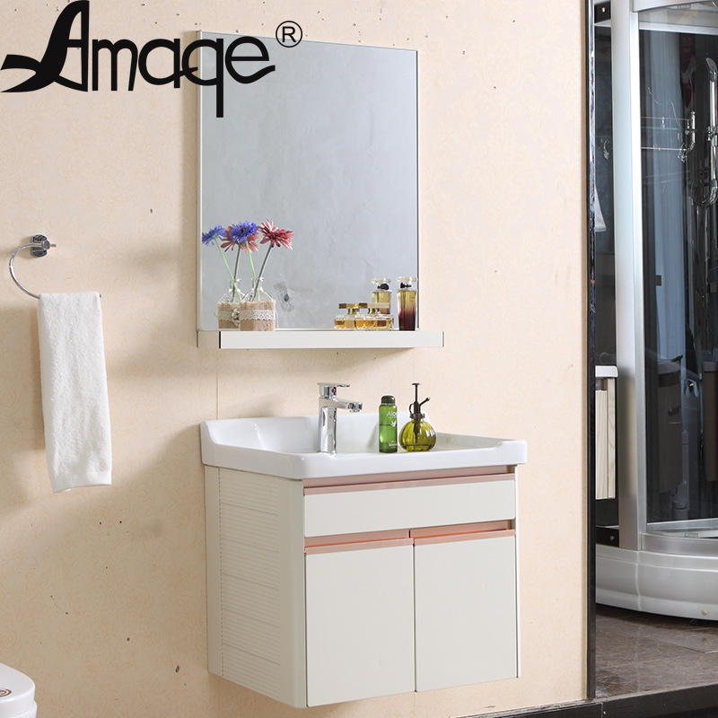 阿曼琪簡約現代掛墻式浴室櫃小戶型太空鋁衛浴櫃陶瓷洗手盆櫃G142工廠,批發,進口,代購