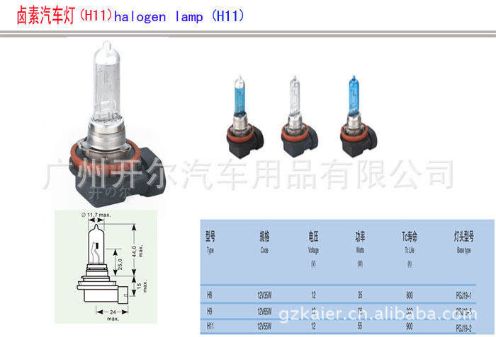 供應汽車鹵素燈泡/鹵鎢燈泡 H11工廠,批發,進口,代購