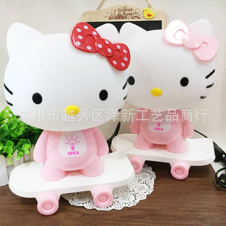 helloKitty凱蒂貓臺燈 夜燈  卡通創意夜燈 床頭燈 KT貓滑板造型工廠,批發,進口,代購