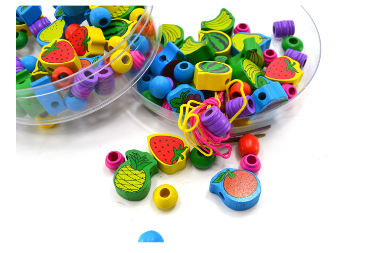 幼得樂品牌嬰幼兒水果串珠玩具 木製材料 穿線遊戲 塑料精美盒裝批發・進口・工廠・代買・代購