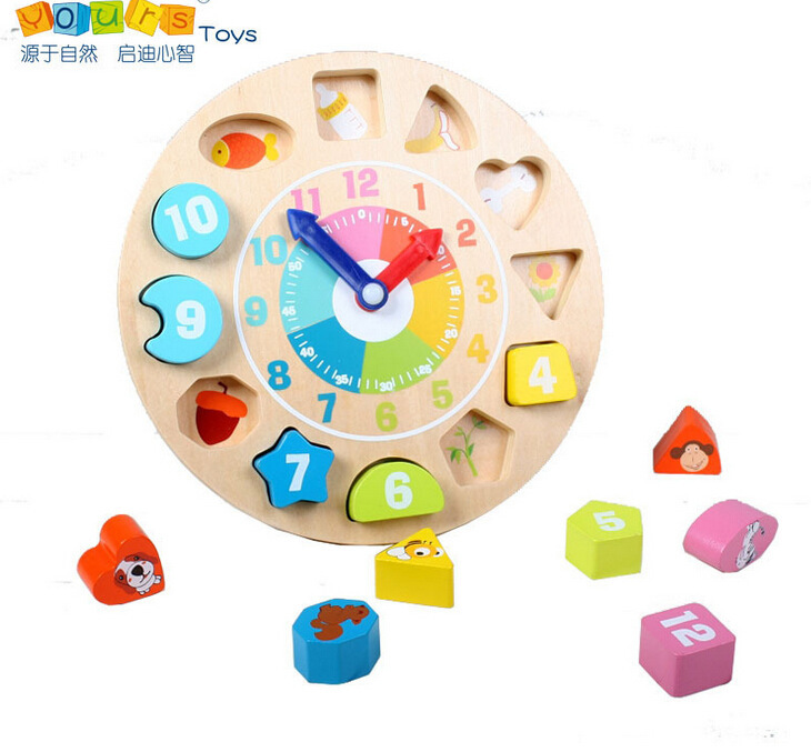 木製新款數字時鐘配對玩具 益智串珠形狀配對積木玩具1-3歲工廠,批發,進口,代購