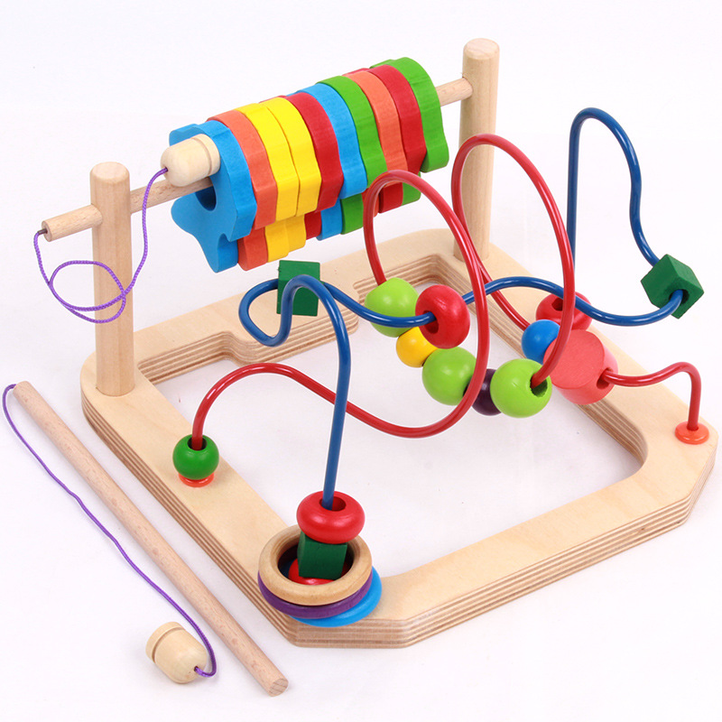 廠傢直銷 木製兒童智力玩具套柱多功能繞珠 三檔鐵絲架繞珠工廠,批發,進口,代購
