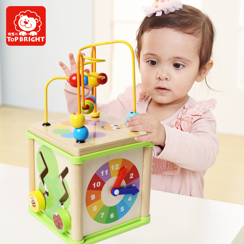 特寶兒 1-3歲寶寶益智串珠繞珠木製多功能四麵體百寶箱玩具批發工廠,批發,進口,代購