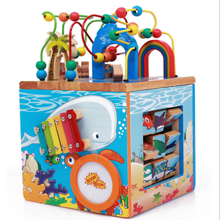 兒童木製四麵多功能大號百寶箱玩具智力串珠寶寶益智早教玩具工廠,批發,進口,代購