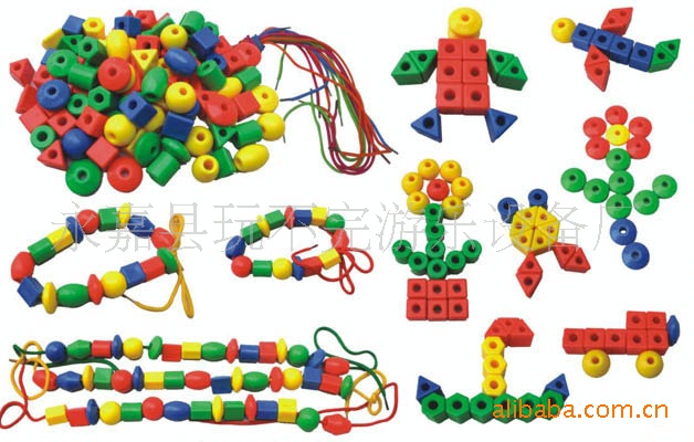 兒童玩具桌麵積木玩具塑料玩具幼兒拼插玩具幾何小串珠批發・進口・工廠・代買・代購