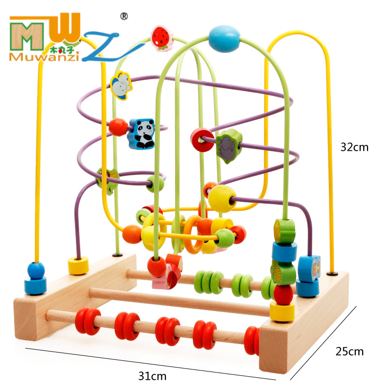廠傢批發木丸子正品大號兒童串珠動物水果繞珠早教益智兒童玩具批發・進口・工廠・代買・代購