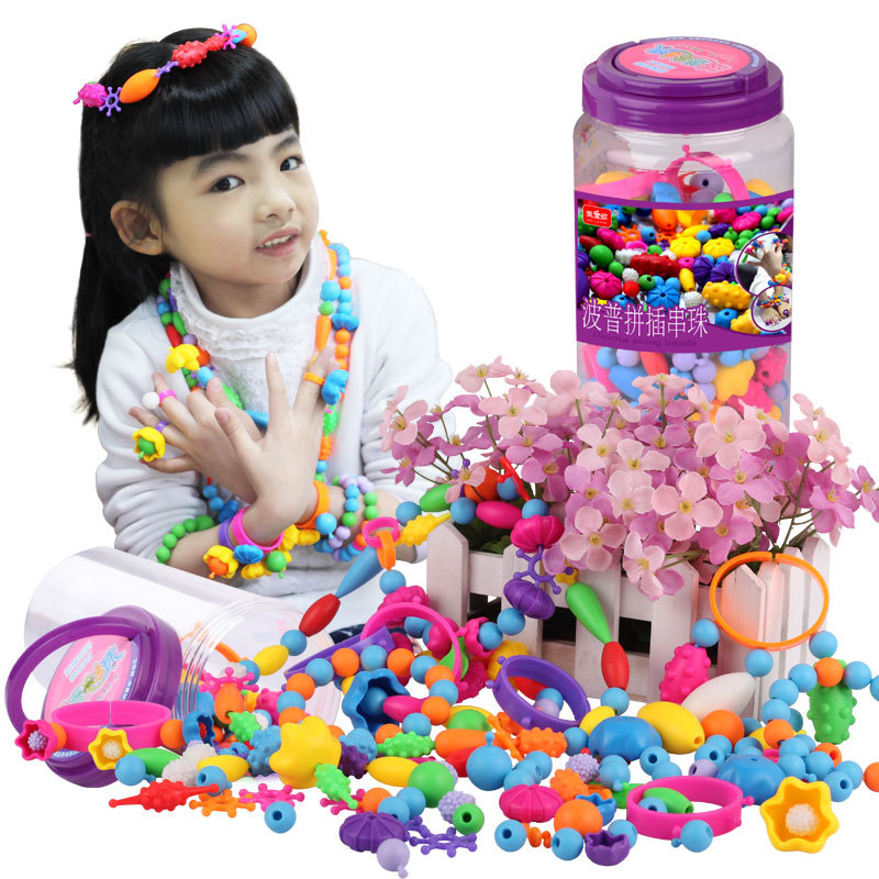 【美樂欣】波普串珠拼插DIY益智互動女孩兒童玩具300顆粒批發・進口・工廠・代買・代購